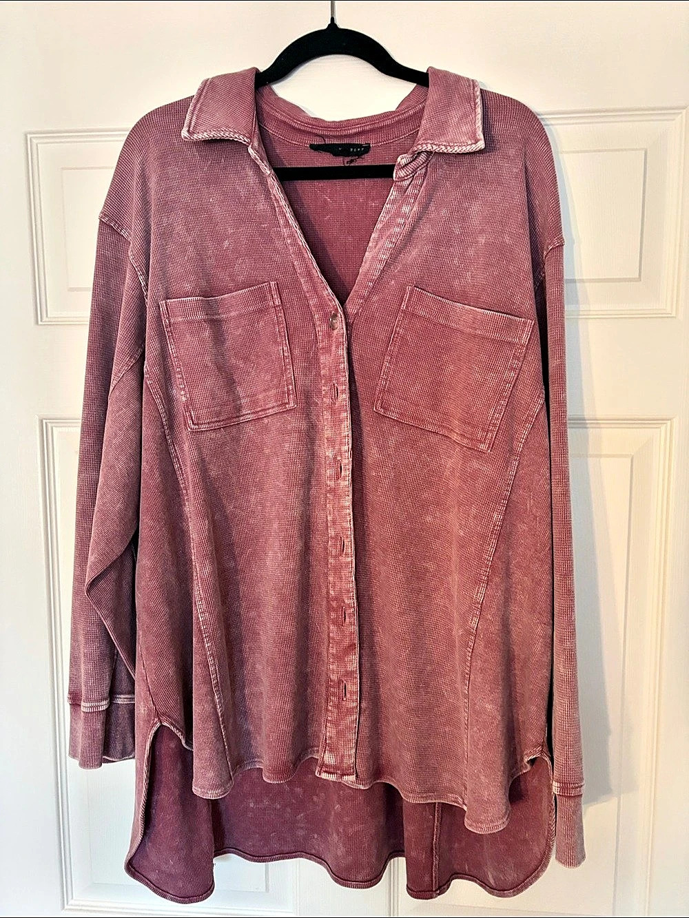 Delaney Corduroy Button-Down Shirt in soft red